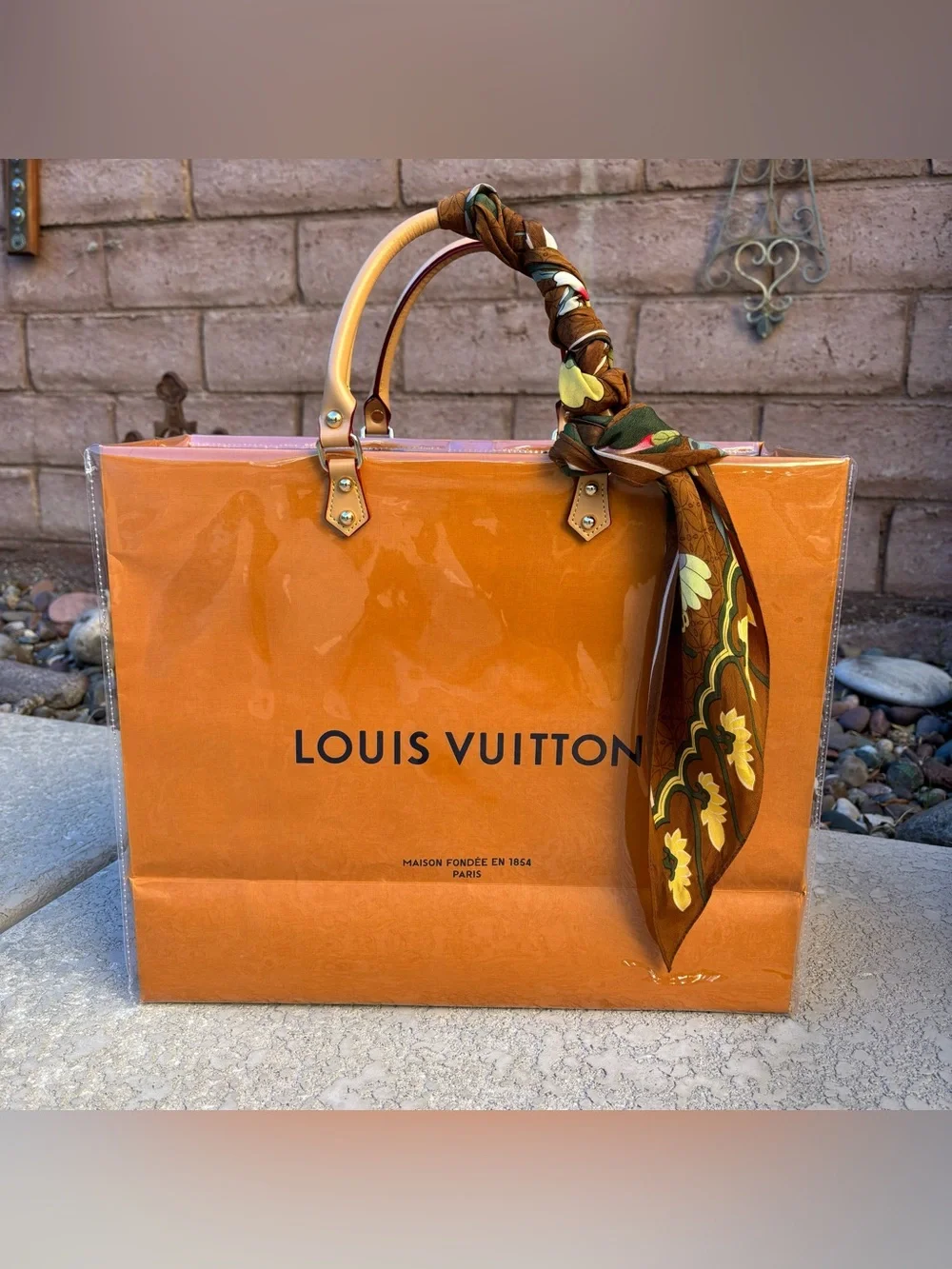 Upcycled PVC Designer Tote with Authentic Louis Vuitton Shopping Bag Purse Large